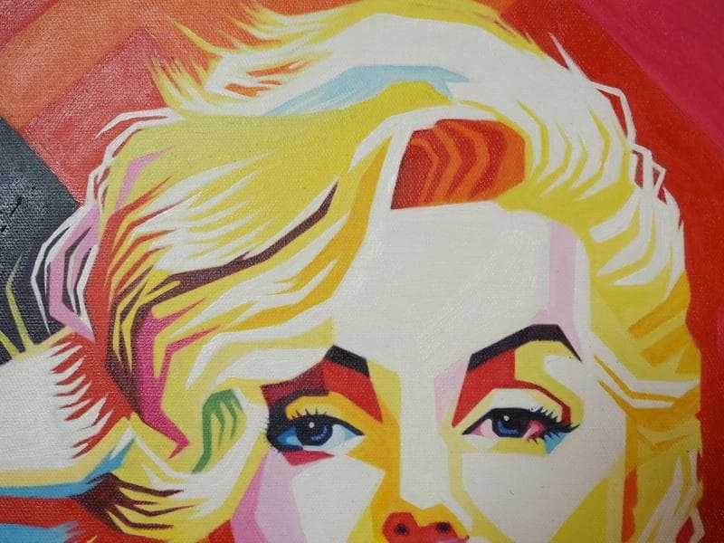 油絵　アンディ・ウォーホル　モンロー　人物画　F6　額付き　手描き　肉筆