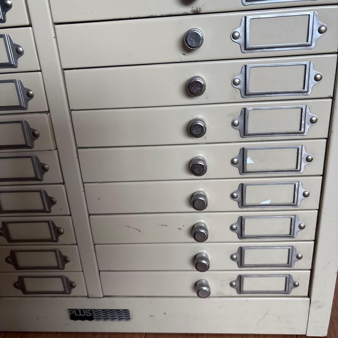 ヴィンテージ plusスチール製　引出し　 左右10段 古道具　収納　小物入
