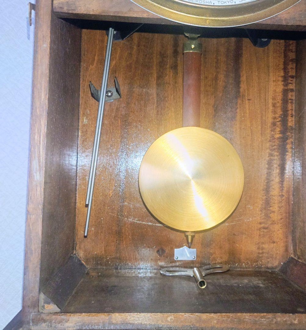 〈完動・美品〉精工舎　宮型ゼンマイ振り子掛時計　昭和レトロ　ボンボン時計　古時計