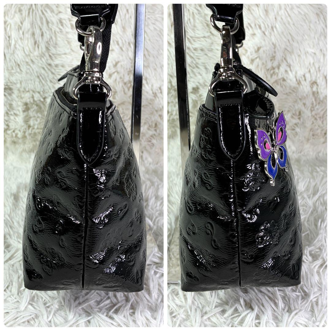 【極美品】アナスイ エリス 型押し エナメルレザー ショルダーバッグ 2way