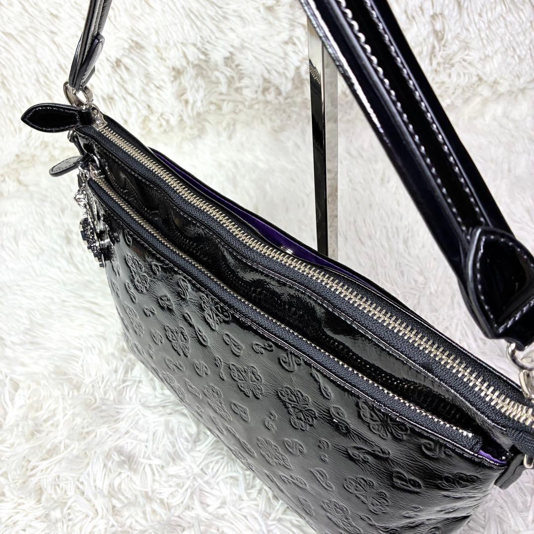 【極美品】アナスイ エリス 型押し エナメルレザー ショルダーバッグ 2way