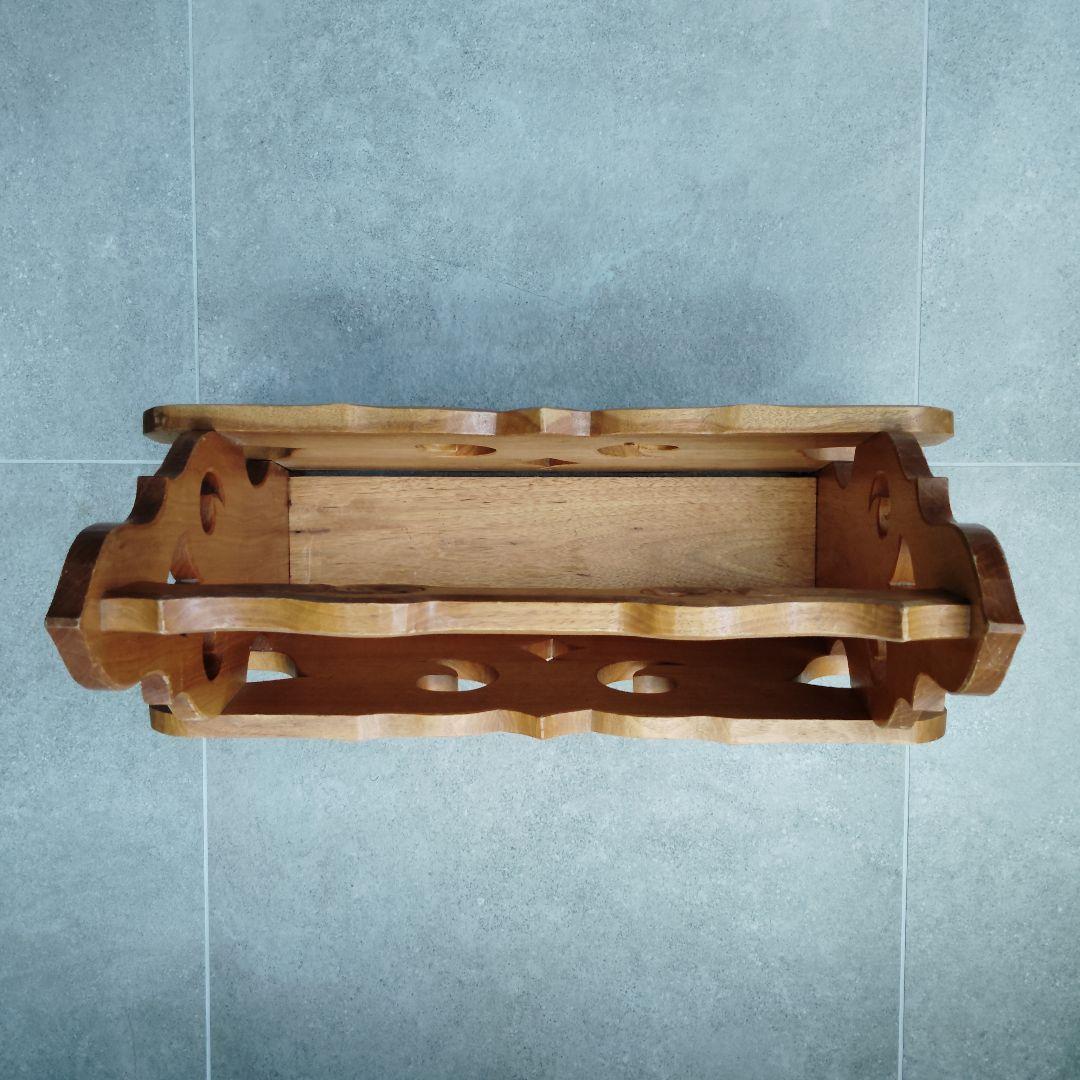 アイヌ紋様　木彫　マガジンラック　木製小物入れ　伝統工芸　民藝