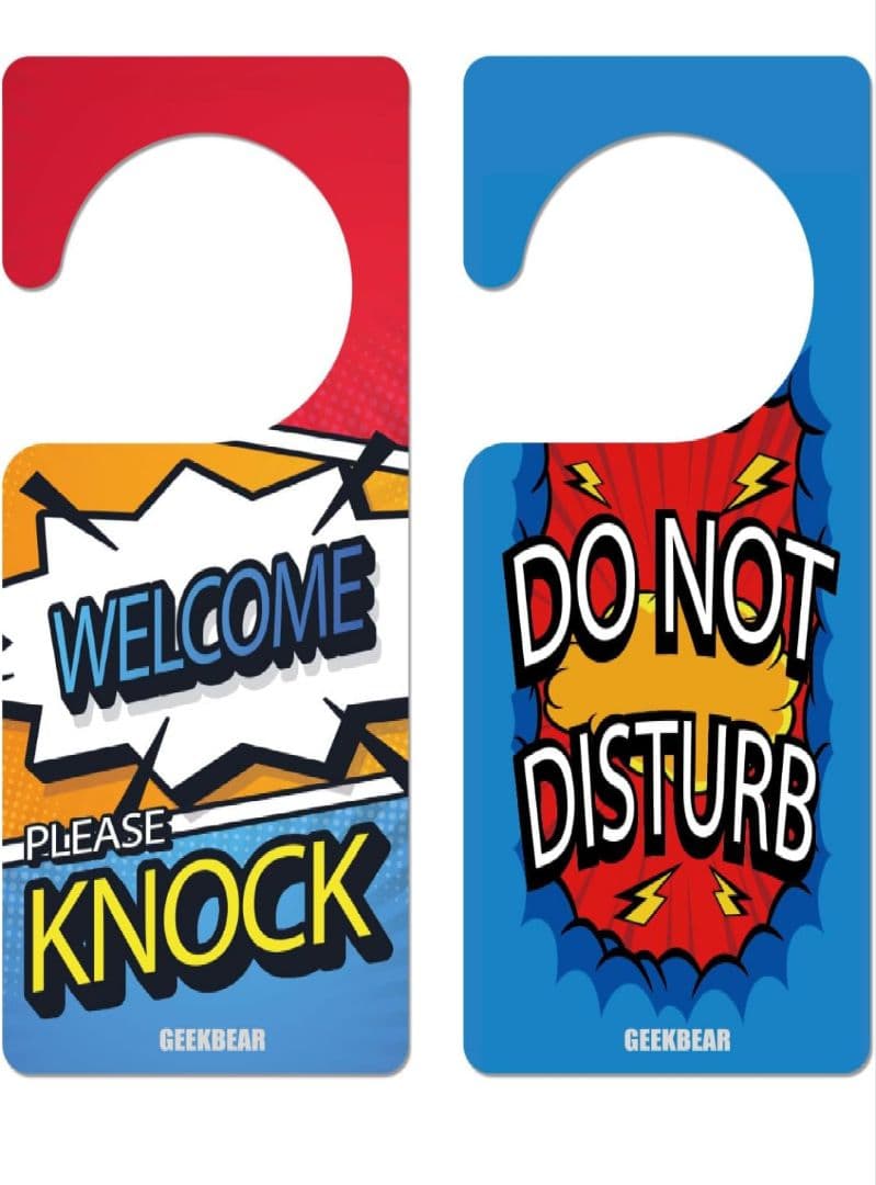 ドアハンガー 2枚 ドアノブプレート 裏表 リバーシブル ノックしてください