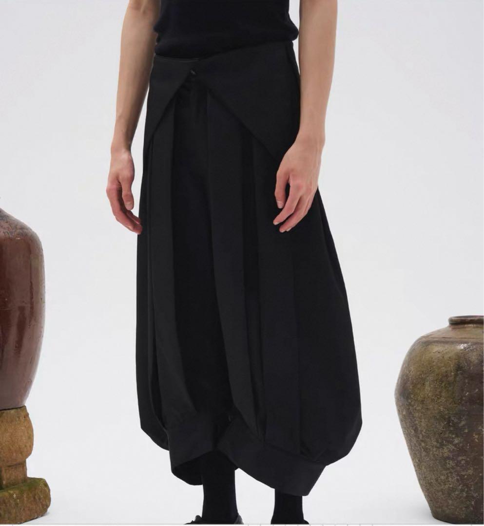 7440 37 1 プリーツ9部丈カーブランタンパンツ ワイドパンツ
