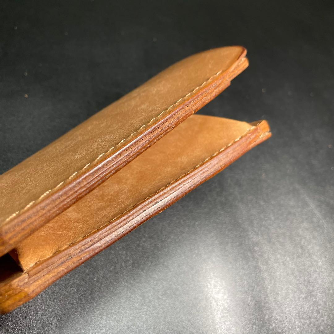 二つ折り財布　マヤレザー　ミドルウォレット　ハンドメイド　シマエナガ【匿名配送】