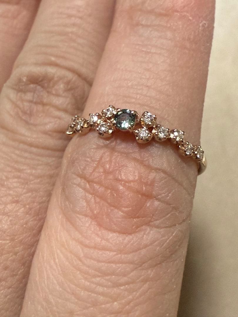 k18 アレキサンドライト リング 鑑別あり