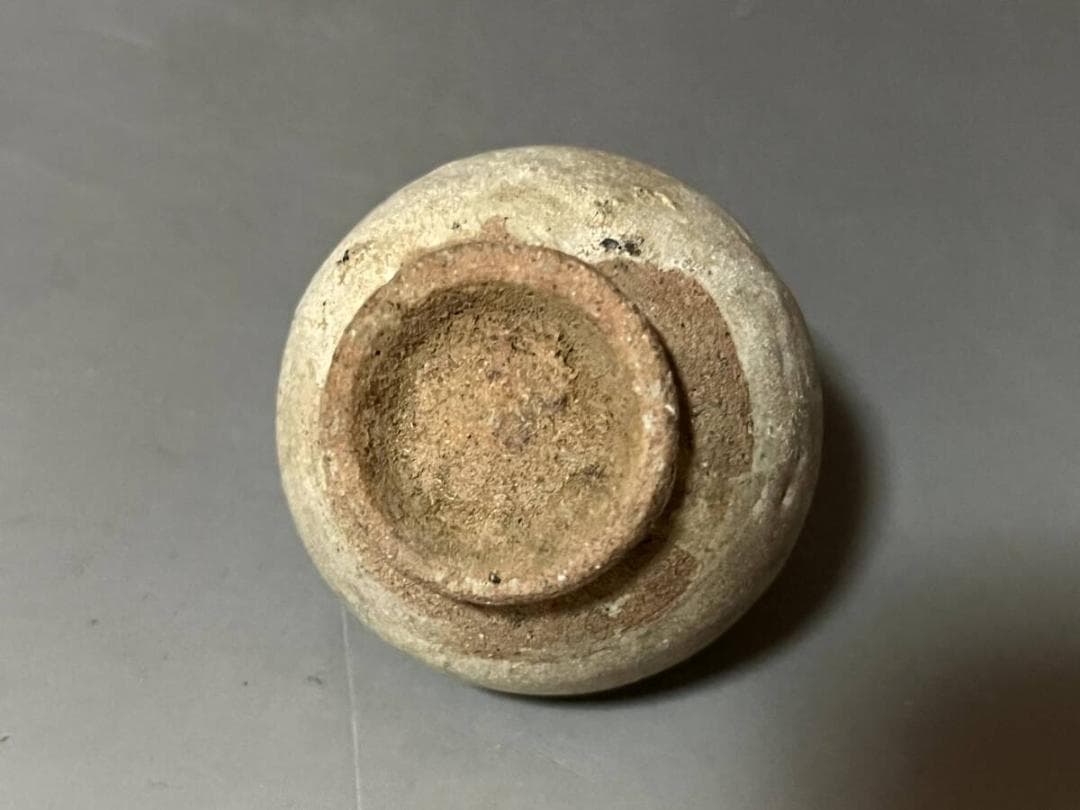 小壺■宋胡録 半磁器胎土 灰青磁釉 古い小壺 3.8cm 水滴 花瓶 古壷■