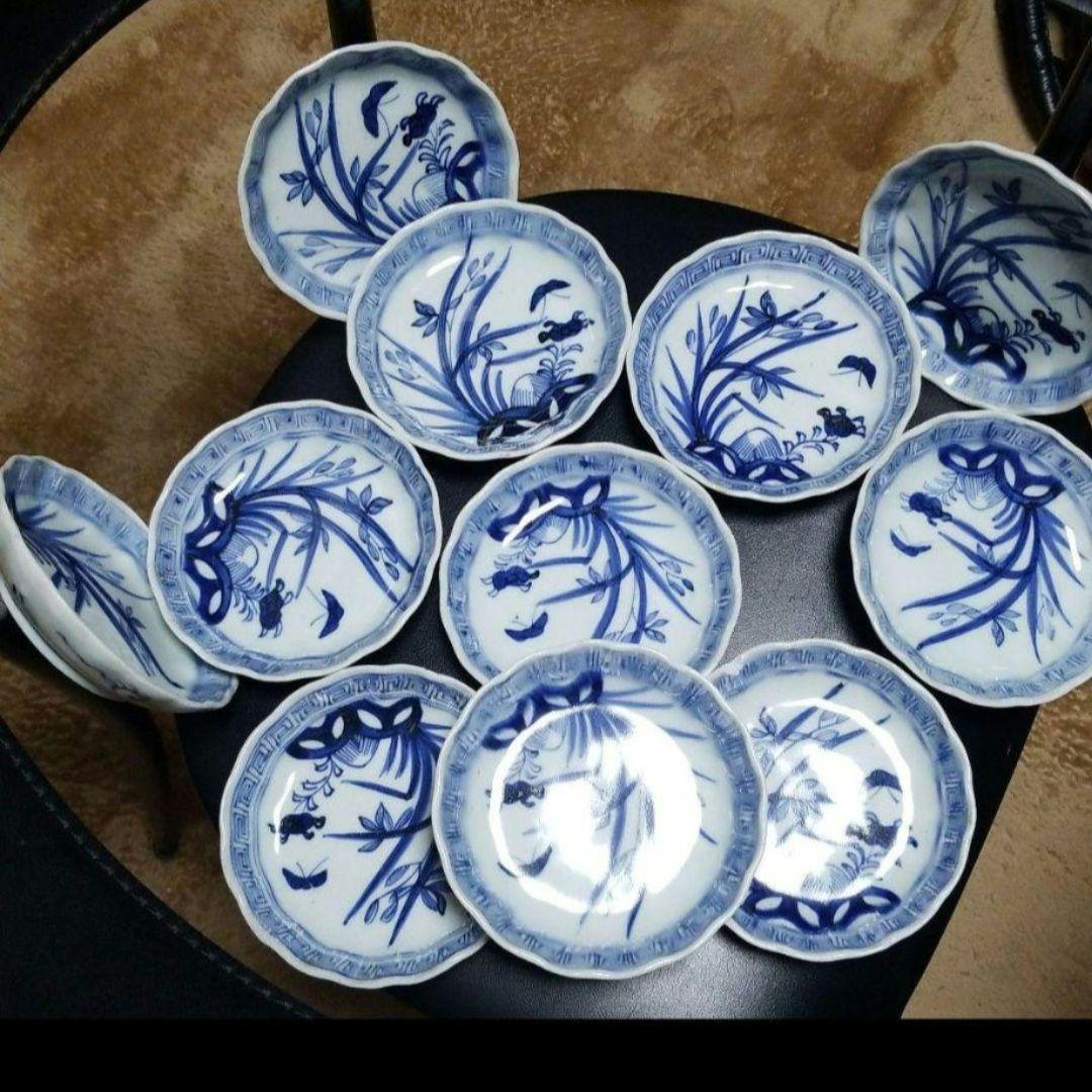 時代物九谷焼染め付け小皿です