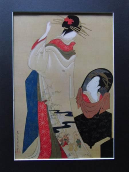鳥文斎栄之、粧い美人図、超希少・大判画集画、新品高級額装付