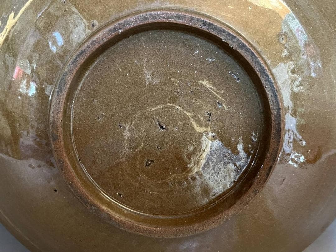 皿■希少 中国 古い白龍紋茶釉皿 大中皿 飾り皿 時代箱 古玩 時代物 骨董品■