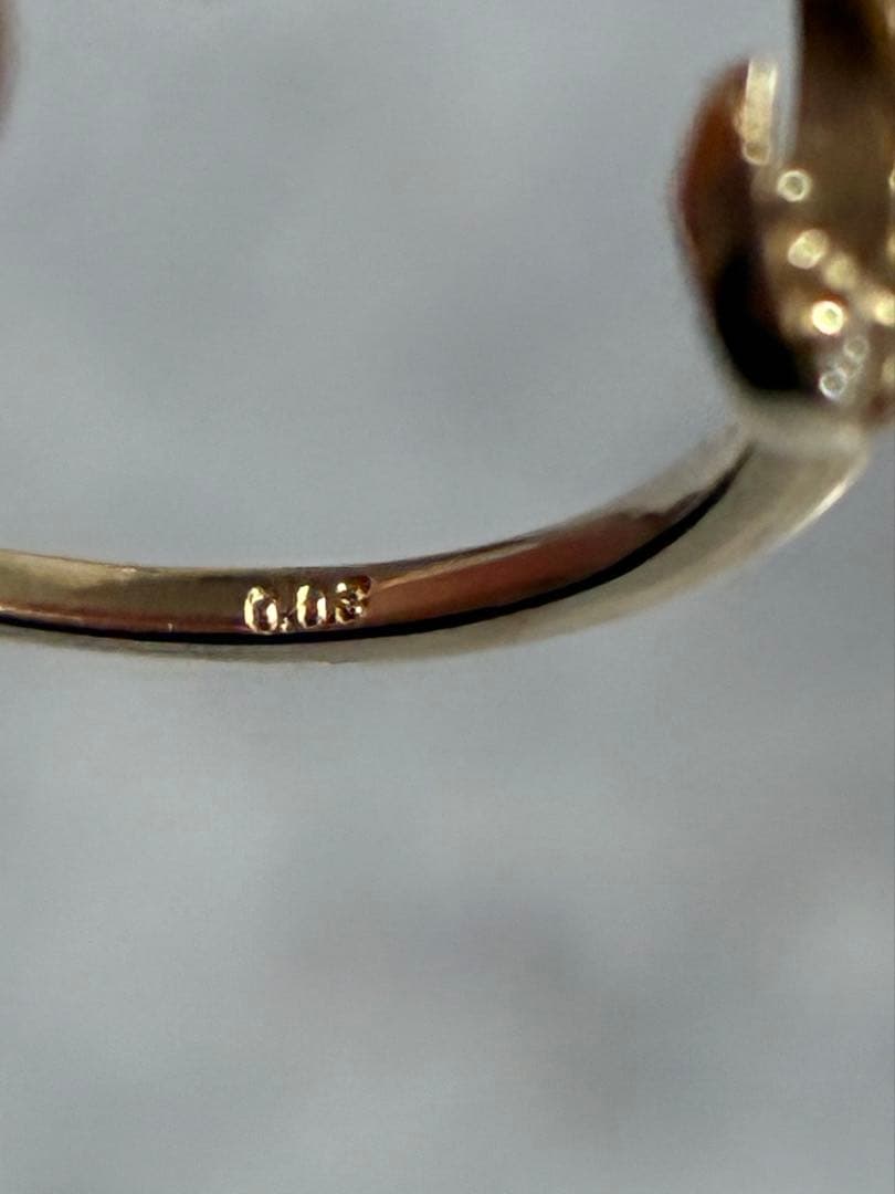 星と月リングk10YGダイヤ0.03ct