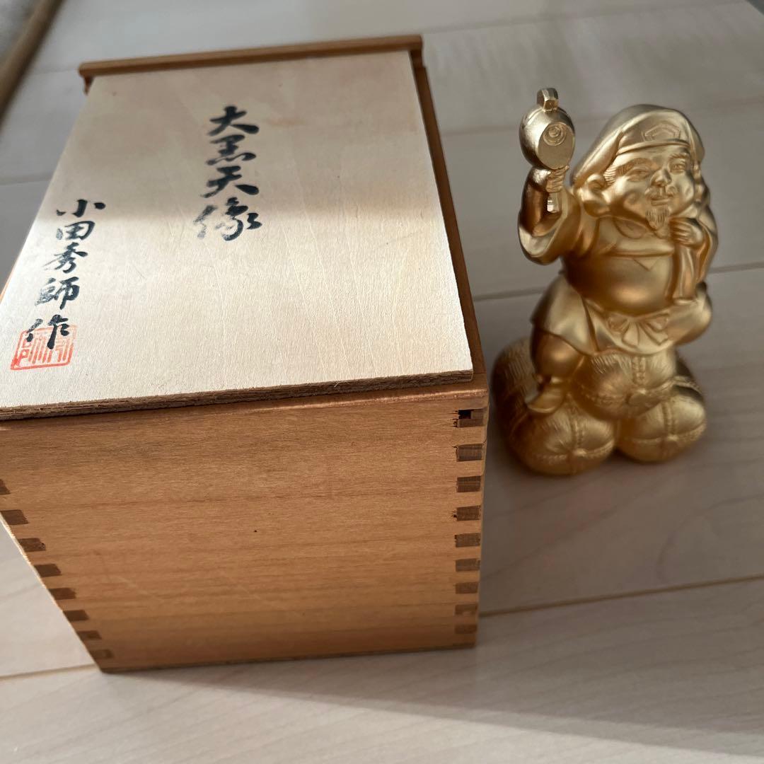 大黒天像　小田秀師作　縁起物 開運招福 K24GP鍍金 名入り箱付き