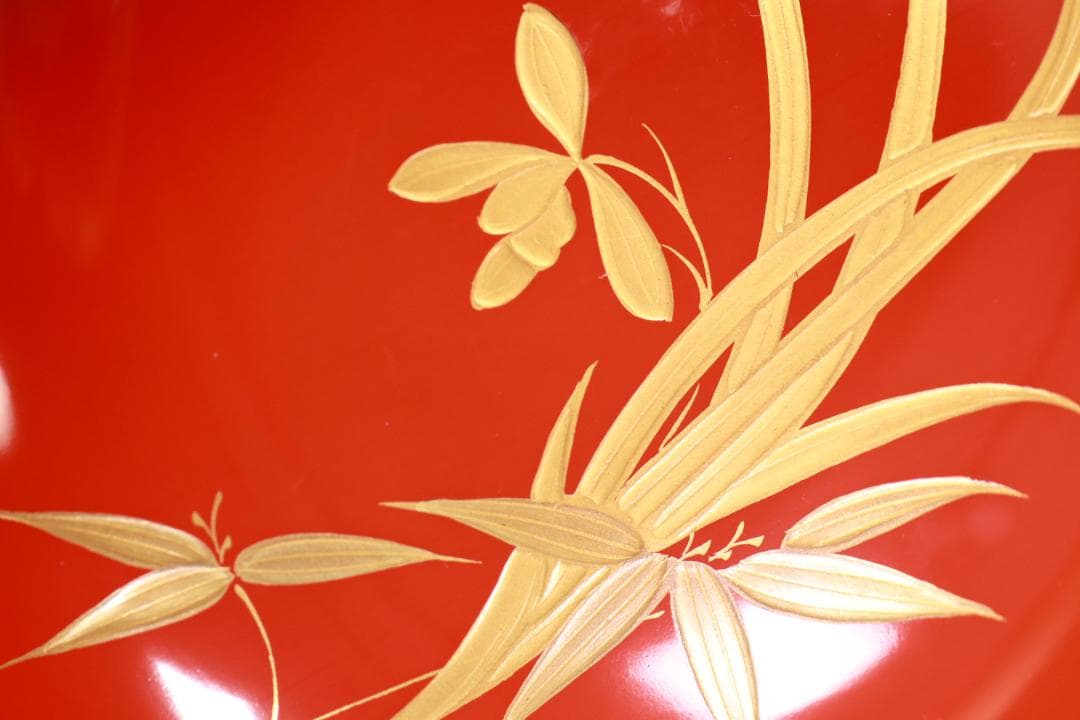 BJ121　時代輪島塗　四君子図蒔絵　吸物椀　二客　木製　茶道具 懐石 会席