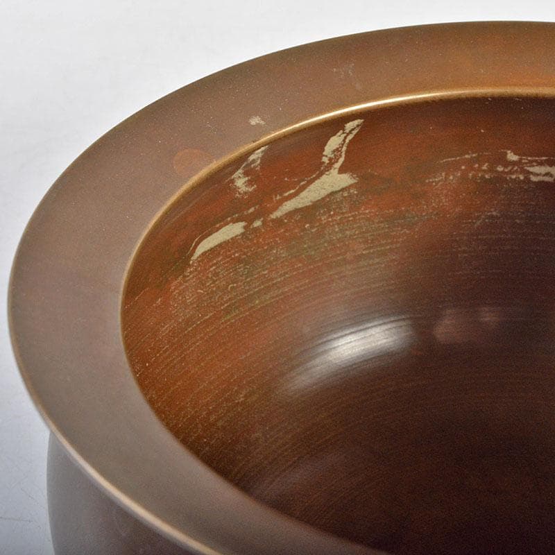 茶道具　釜師　高木治良兵衛造　唐銅　袋形建水　共箱　V R4510