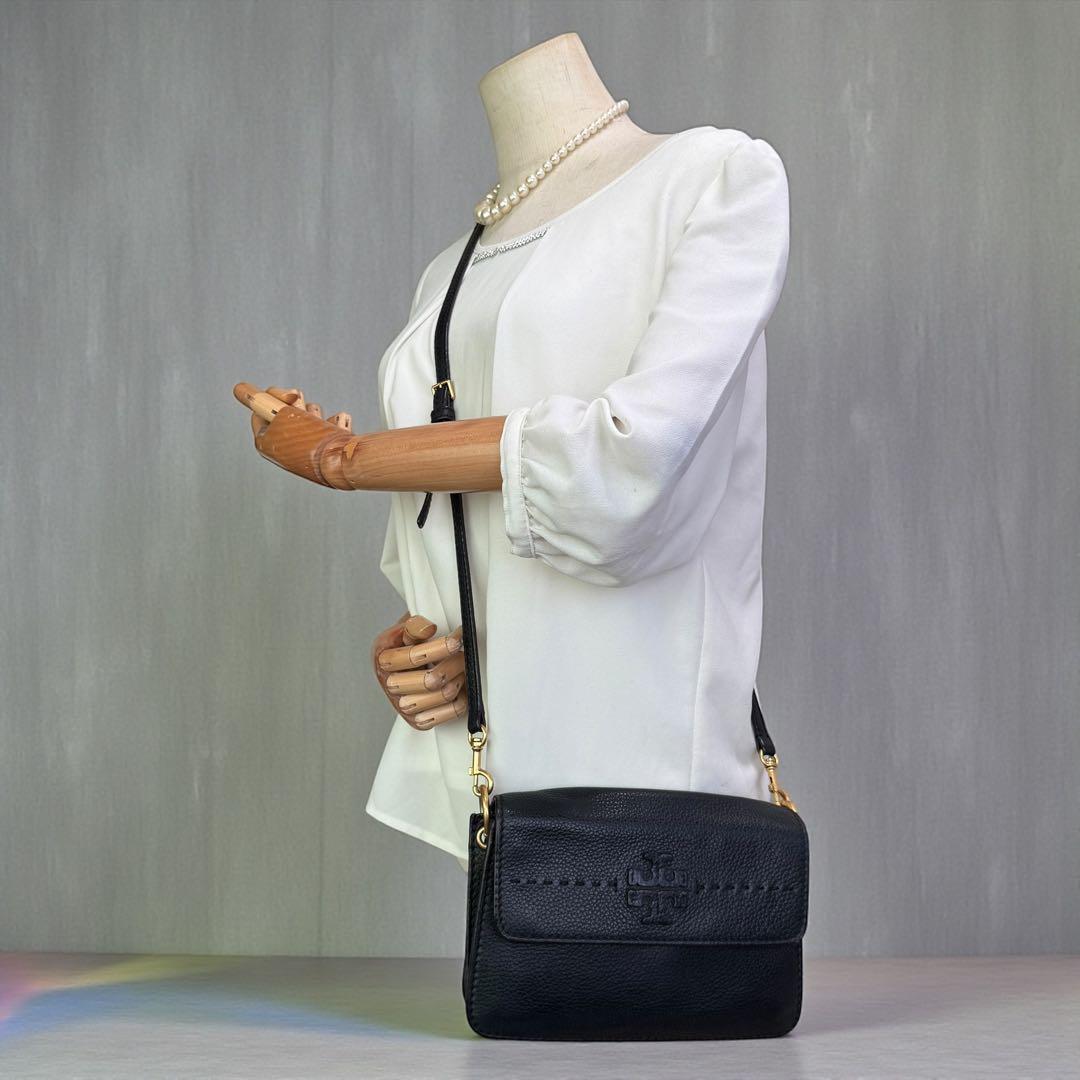 《美品》トリーバーチ ショルダーバック アクセサリーポーチ レザー ゴールド金具