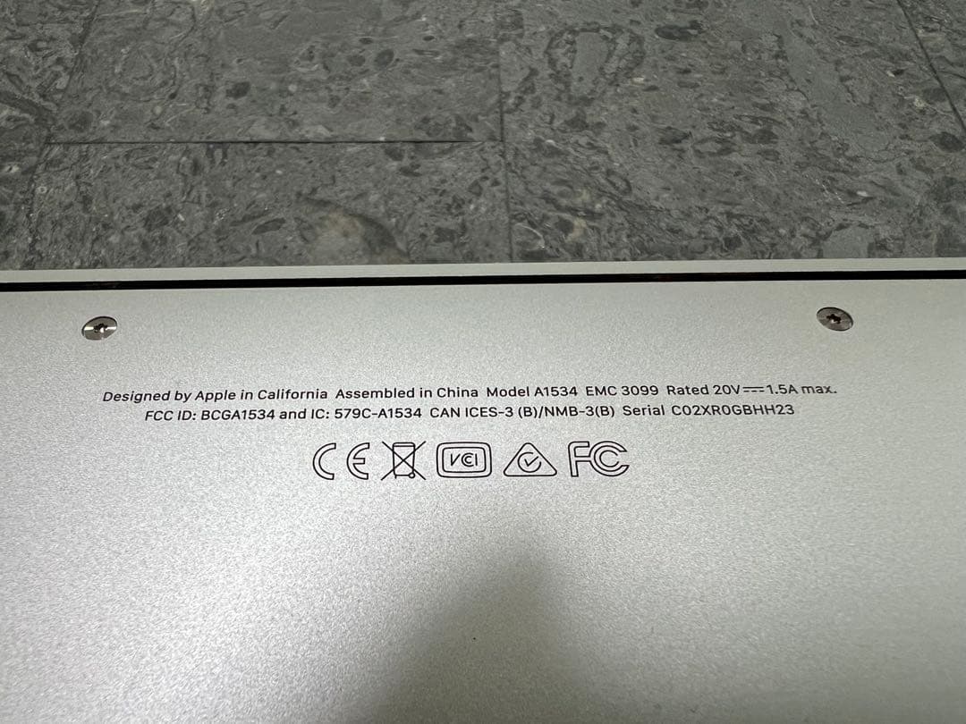 2502 Macbook Retina 12inch 2017 8G メモリ