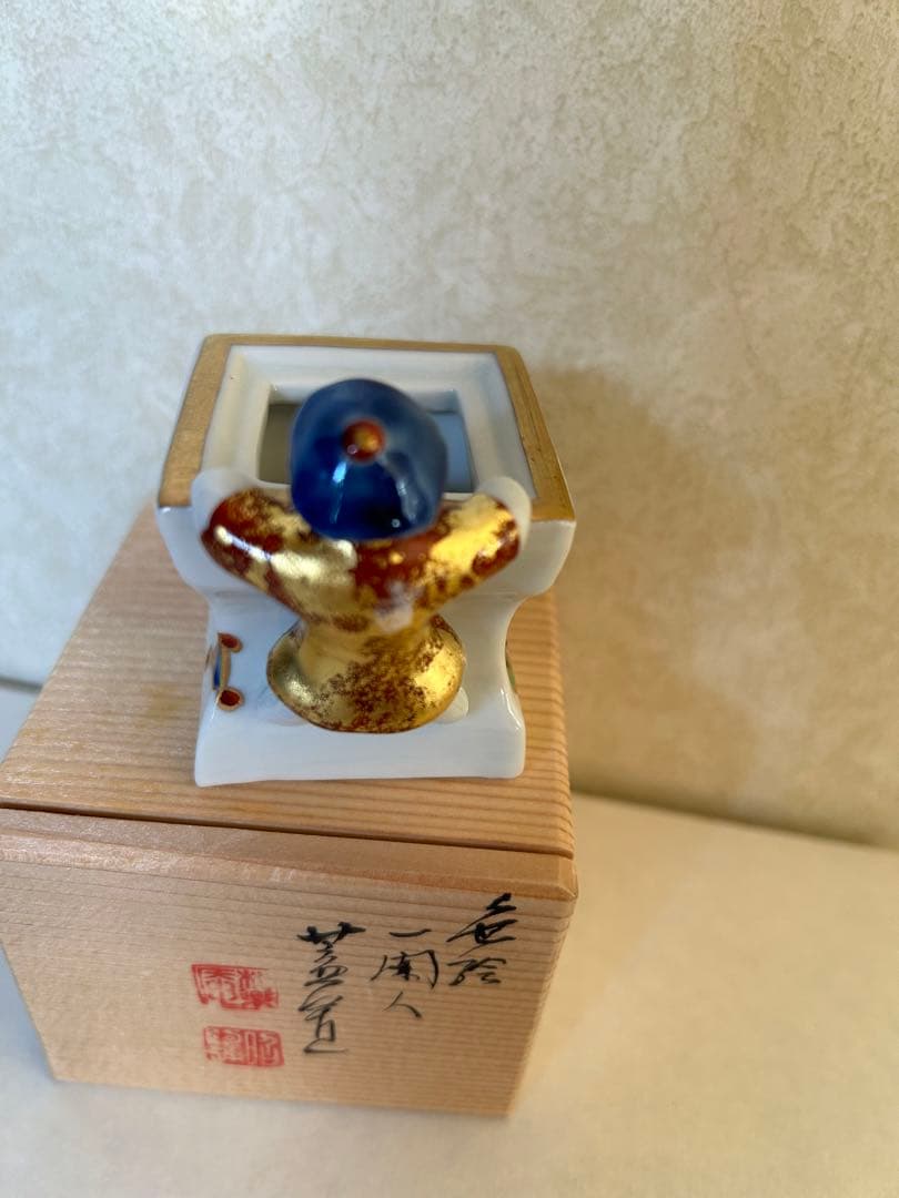 色絵一閑人共箱茶道具 色絵雪洞 蓋置 茶道具