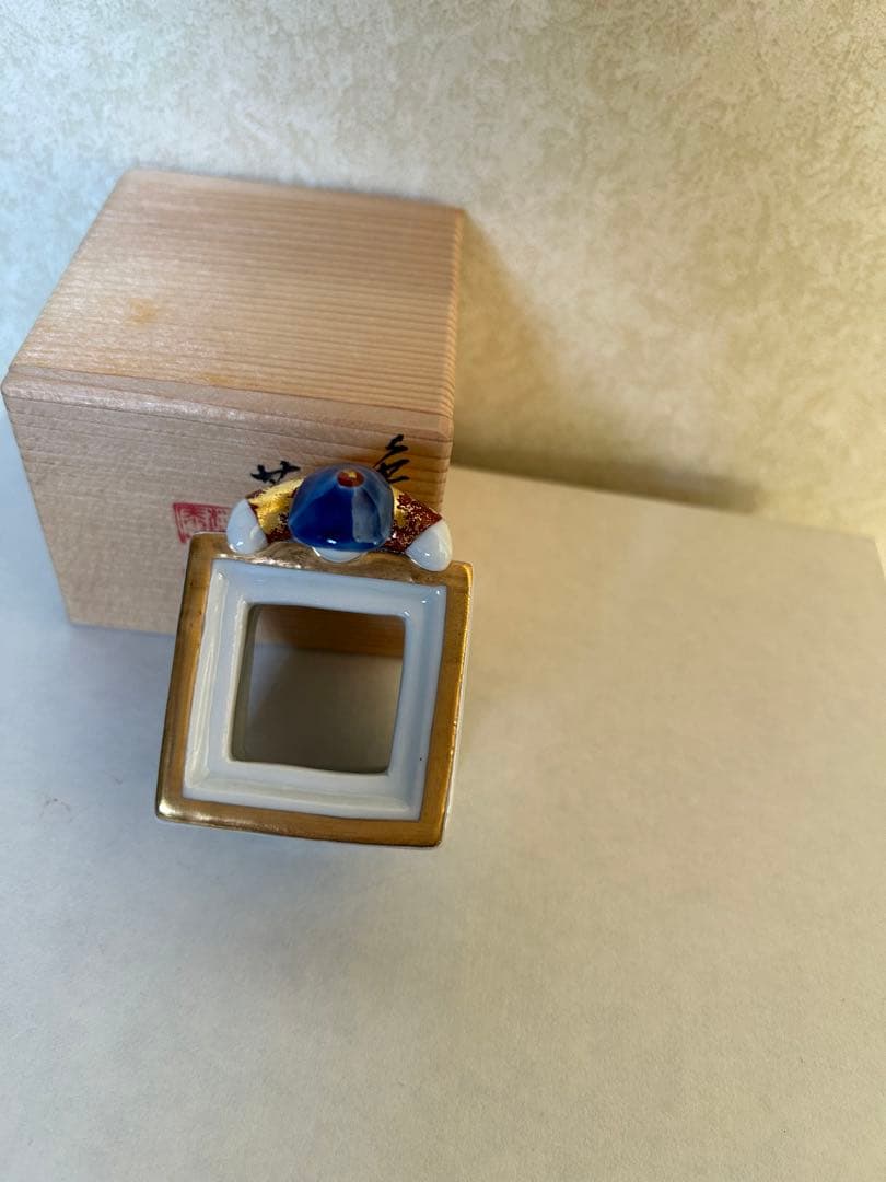 色絵一閑人共箱茶道具 色絵雪洞 蓋置 茶道具