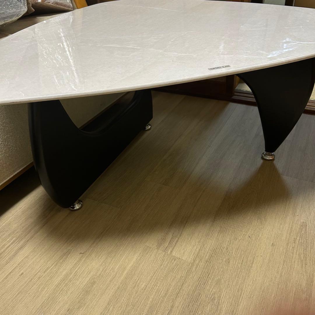 コーヒーテーブル　脚デザイン　サカイ工芸　ホワイト　大理石柄