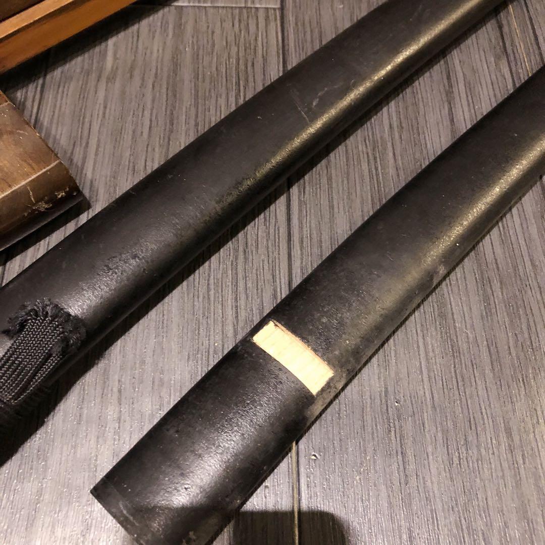 高級模造刀　龍梵字刻印　居合刀　 美術刀剣　太刀　脇差　大小セット　黒拵え