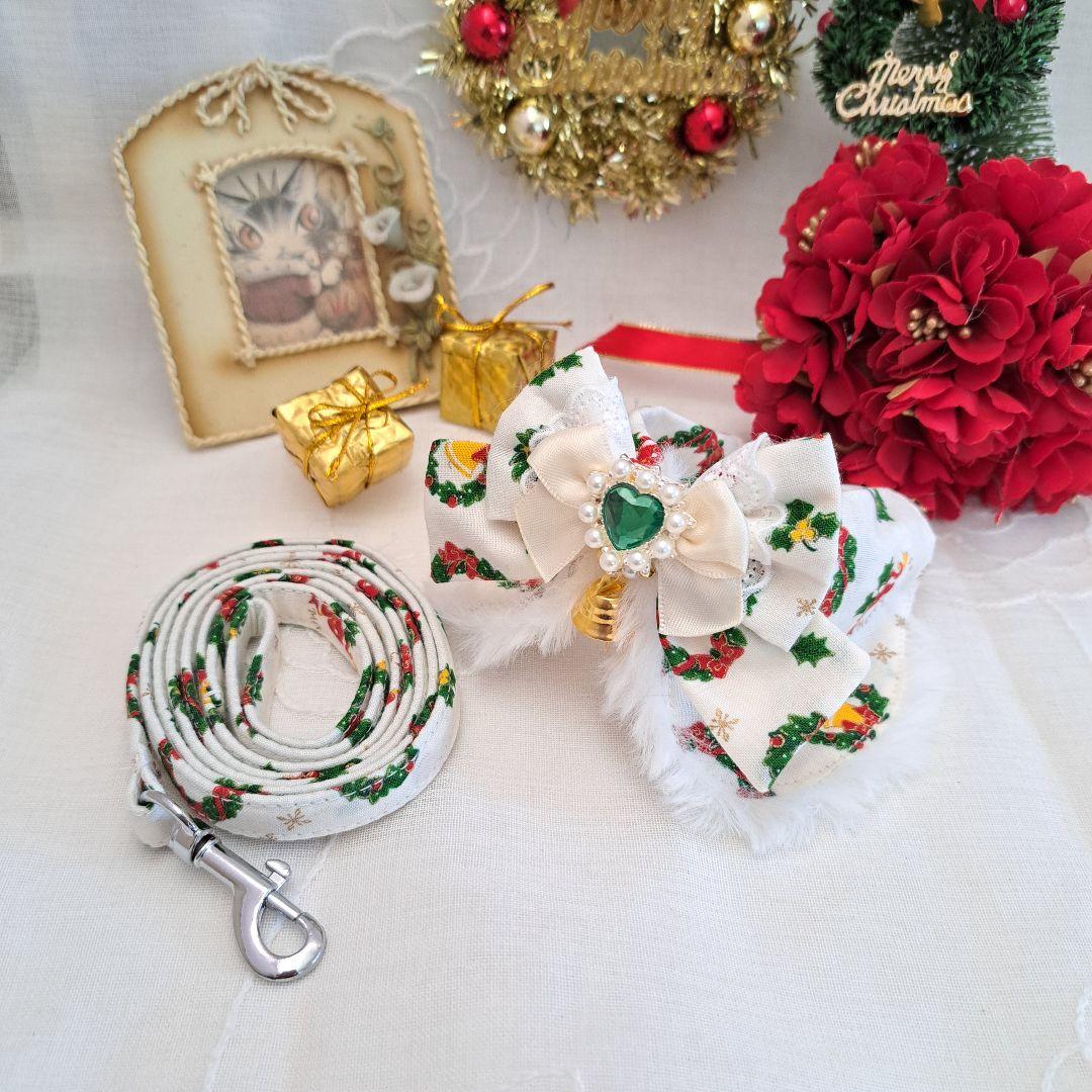 クリスマスリードセット(白クリスマスリース)わんちゃん猫ちゃん用