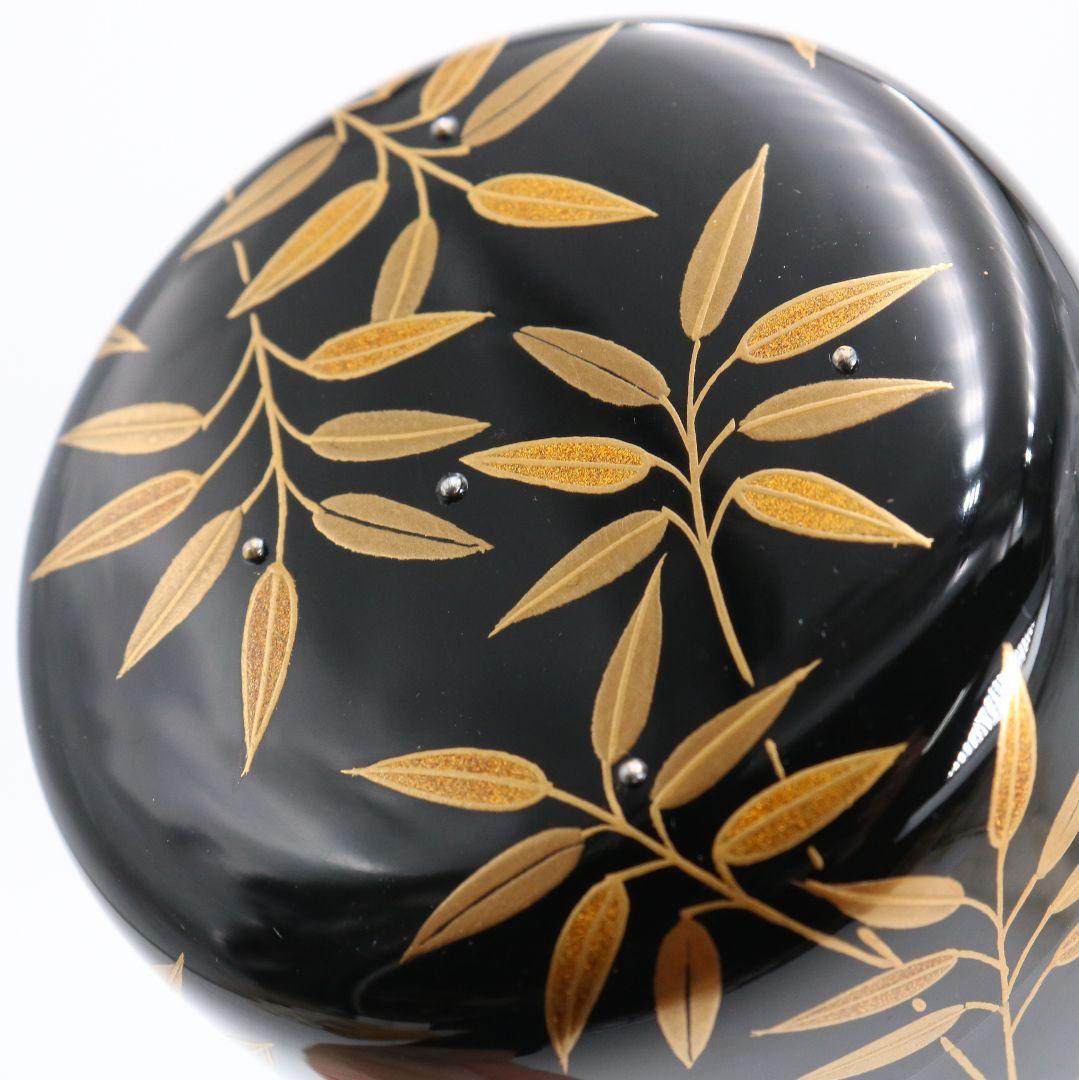 蒔絵師 筑城良斉作 笹露 大棗 茶道具 共箱　V934