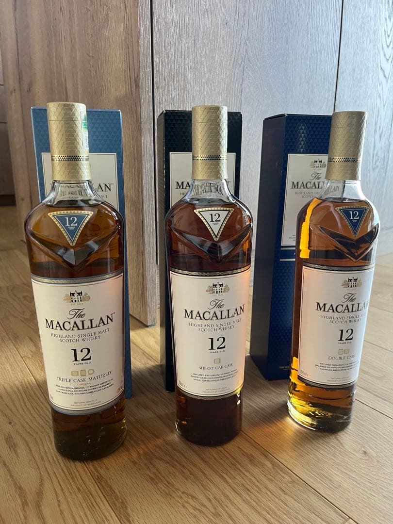 【きゃん】マッカラン 12年 シングルモルトウイスキー 3本+知多のセット