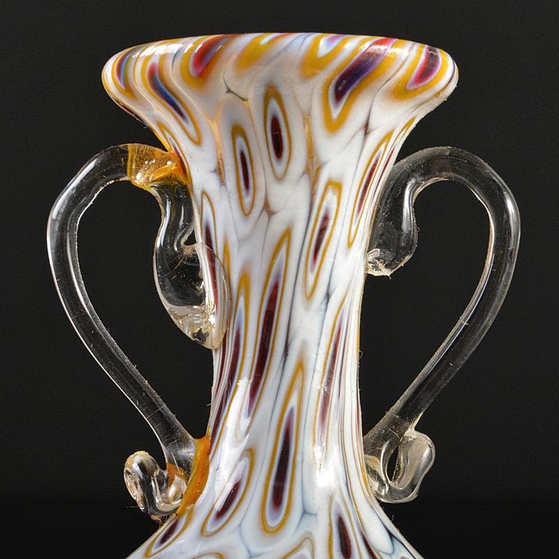 アンティーク　工芸ガラス　双耳小瓶　一輪挿　花瓶　V　R5850