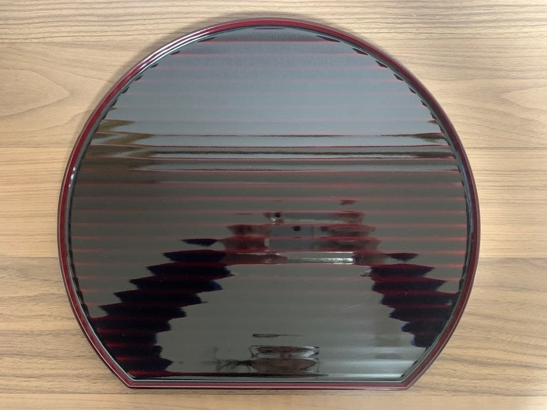 越前塗　半月盆　半月膳　天然木　うるし塗り　尺2 尺二　4枚セット ＋1