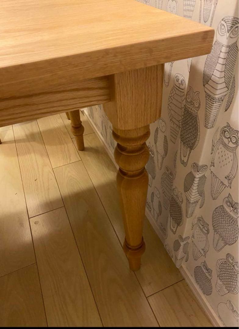 アイスブルー　コンランショップ オーク無垢材テーブル