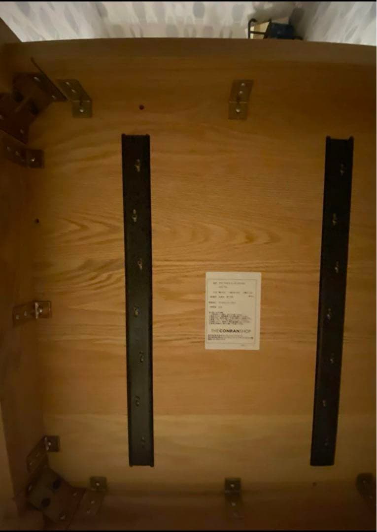 アイスブルー　コンランショップ オーク無垢材テーブル