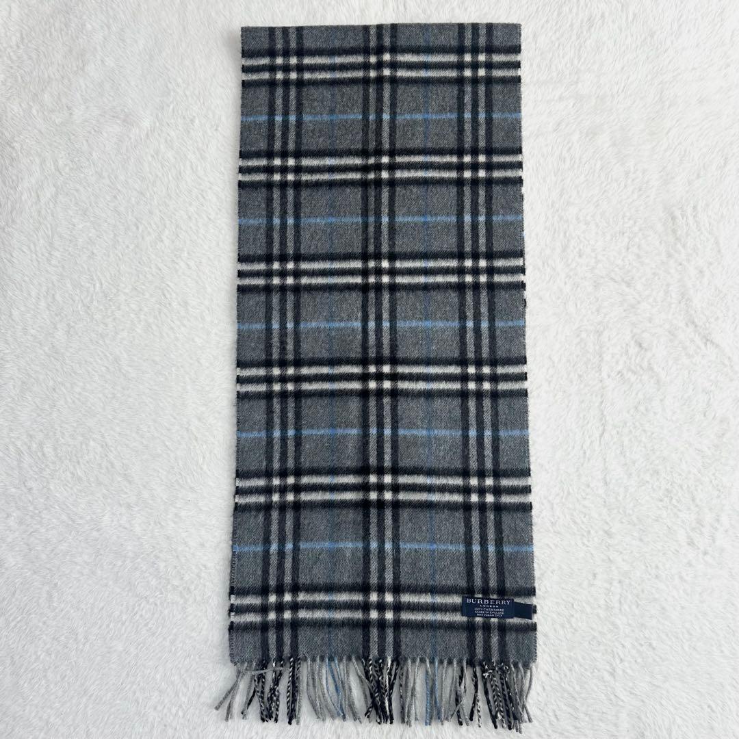 美品✨カシミヤ100% バーバリーロンドン マフラー ノバチェック グレー 秋冬