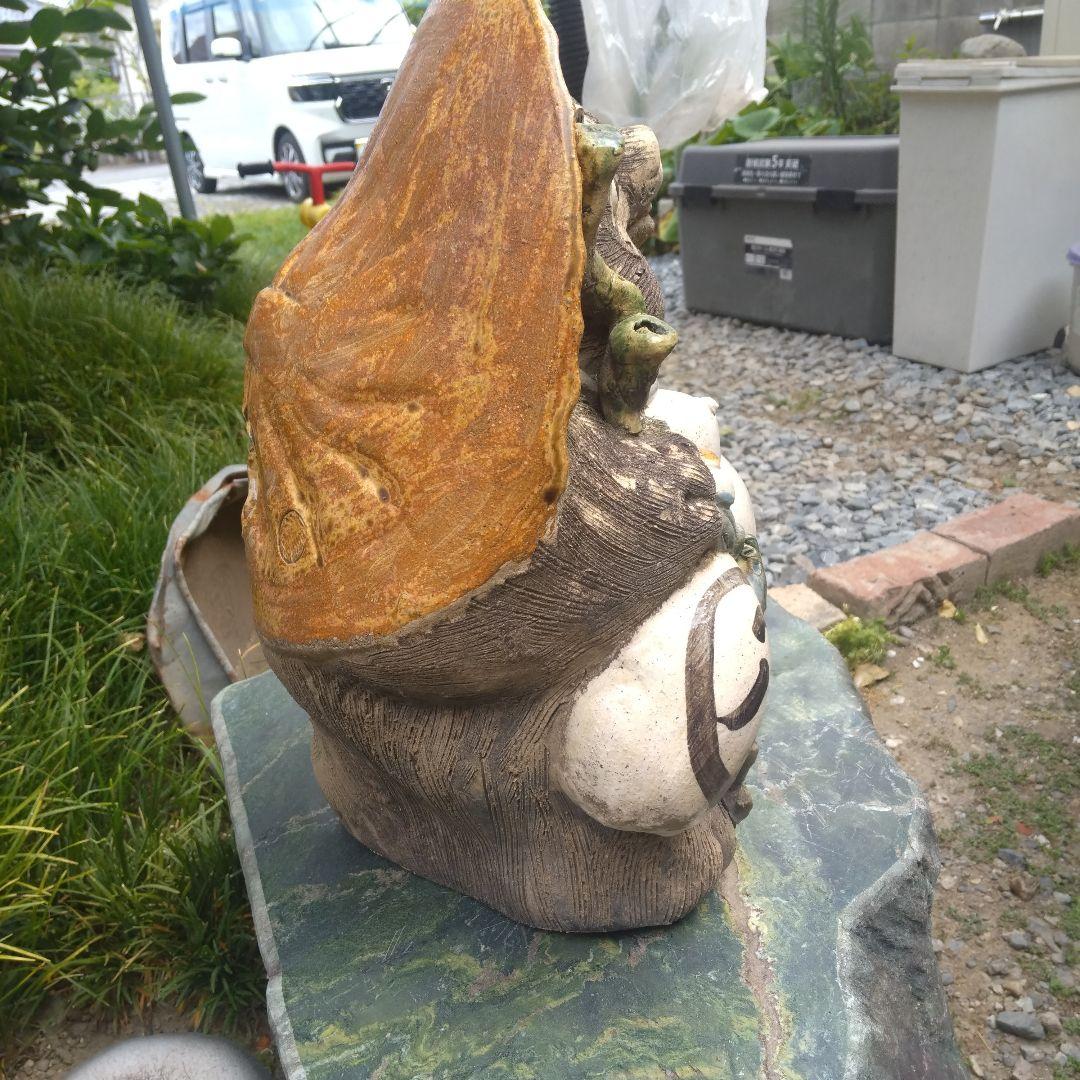 信楽焼 タヌキ陶器像 大きな帽子付き