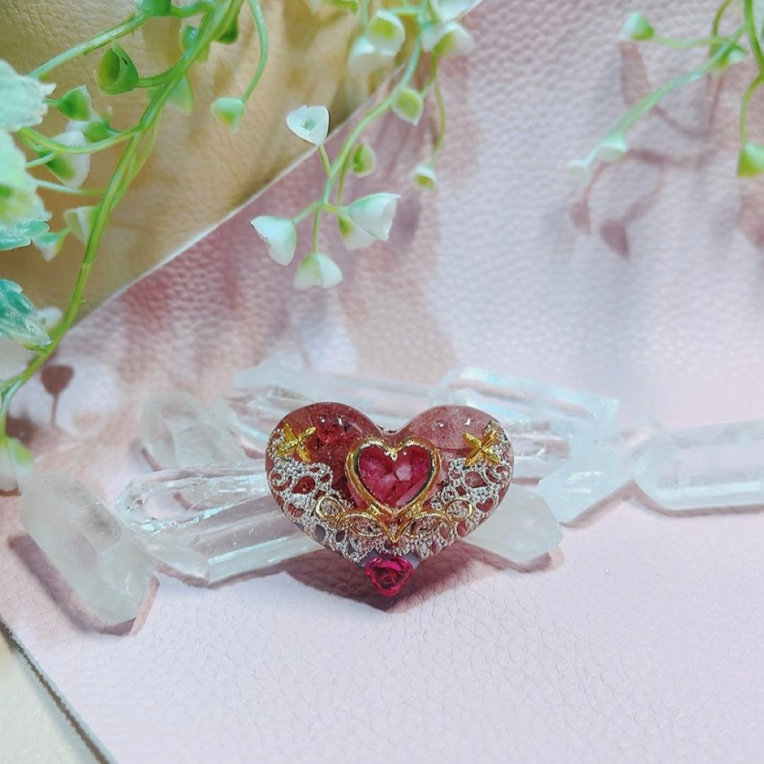 癒しのオルゴナイト❤️ピンクエピドート＋エンジェライト＋ロードナイトのハート型♡