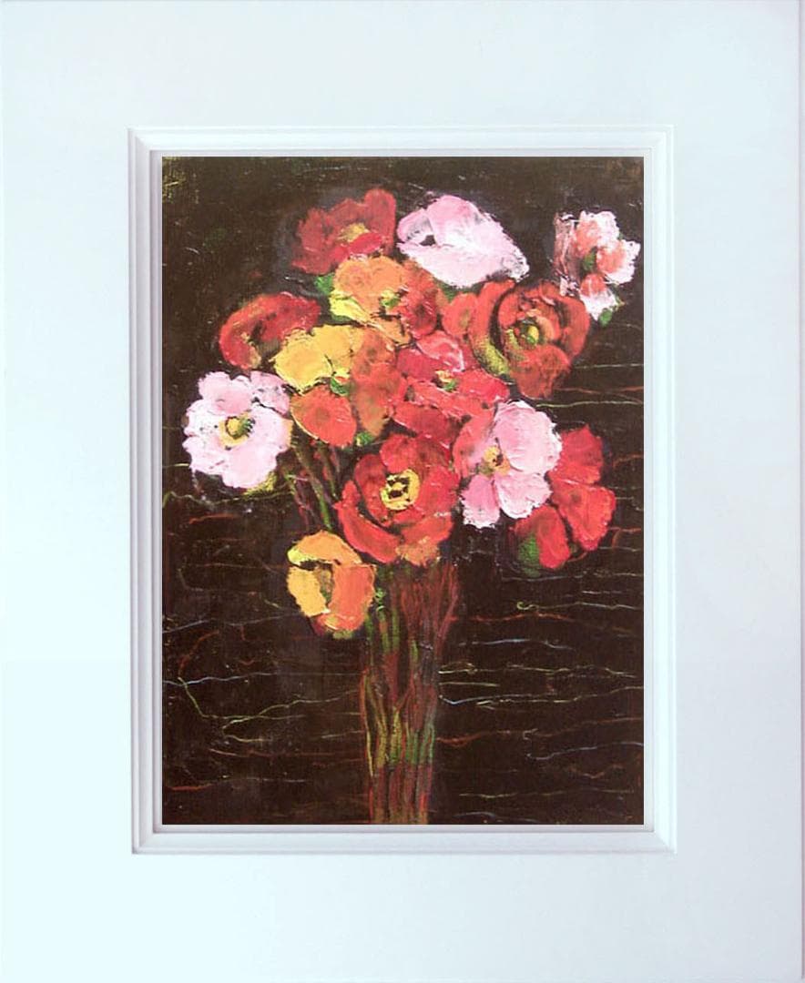 油絵 菅家令子 絵 絵画 インテリア 額付(黒) uF6-112002 花ポピー