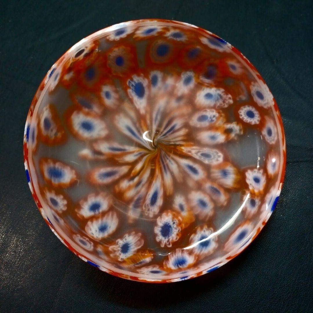 MURANO GLASS 蓋物 オレンジ ミルフィオリ お碗
