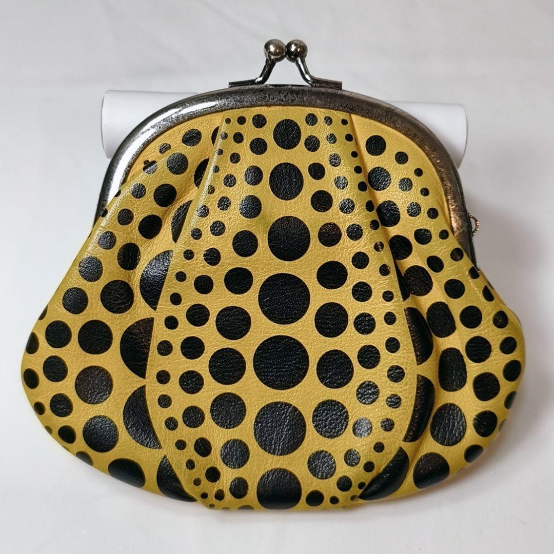 ​【入手困難】草間彌生　がま口　かぼちゃケース　黄色　本革　水玉模様