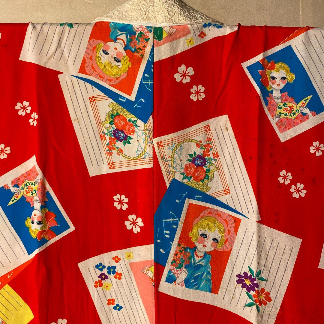 朱赤地ビィンテージ長襦袢