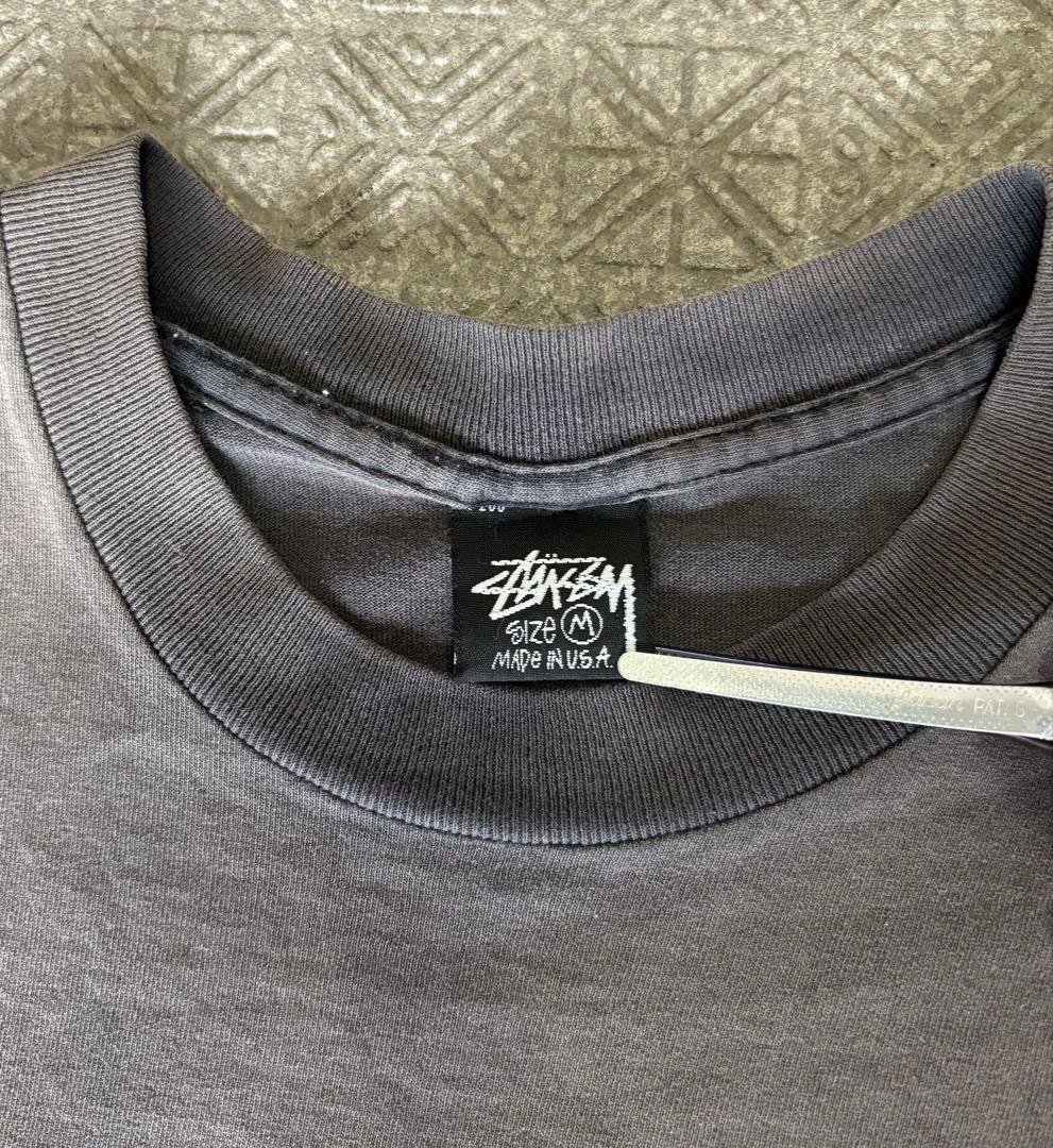 80s 黒タグ stussy ラスタ Tシャツ 墨黒 M ブラック フェード◎