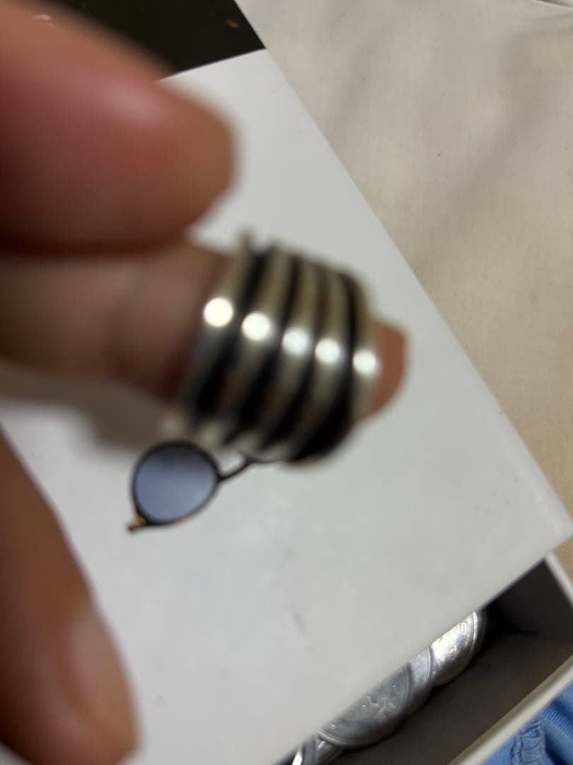 最終値下げTOM HAWK 4ラインシルバーリング　NAVAJOナバホ族　14号