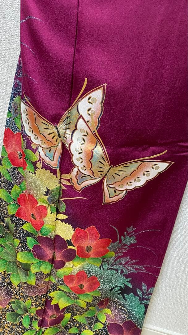 本日限定価格！振袖 フルセット ワインレッド 金彩加工 赤