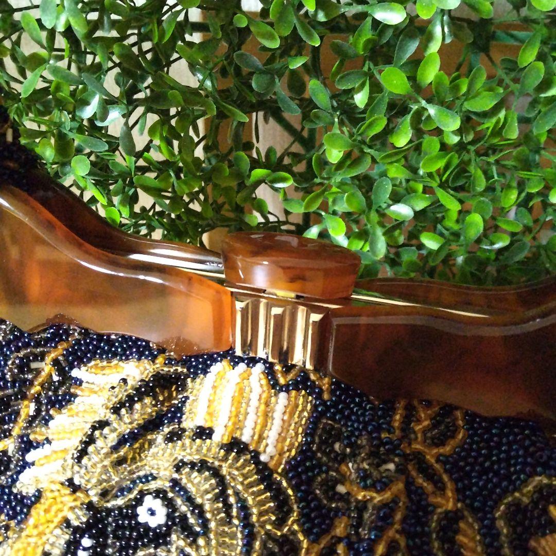 銀座　Hakubotan　ヴィンテージ　ビーズバッグ　総花柄