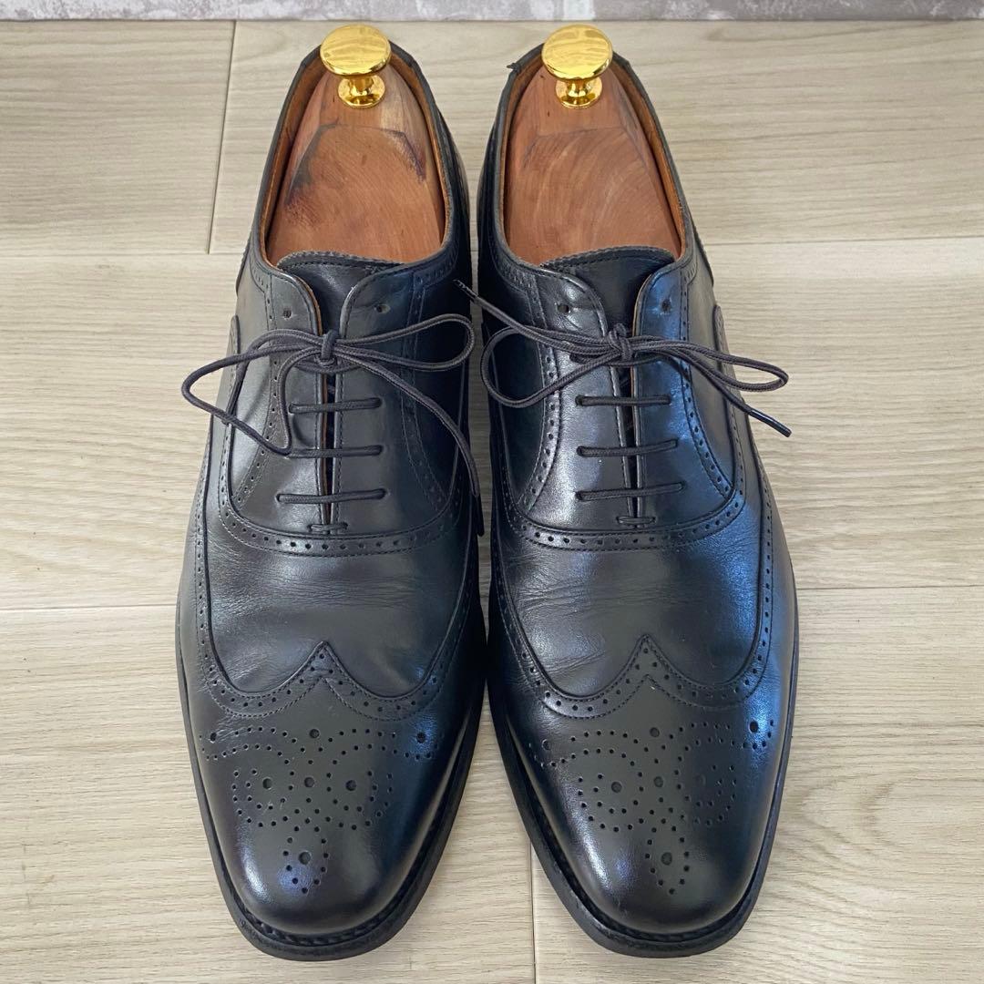 スコッチグレイン ウィングチップ ブラック 25.5cm 革靴　メダリオン