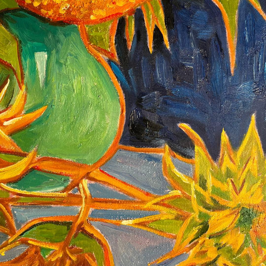 ★秀作★ 手描き油絵 ゴッホ 幻 芦屋のひまわり 額付き 肉筆絵画 油彩画