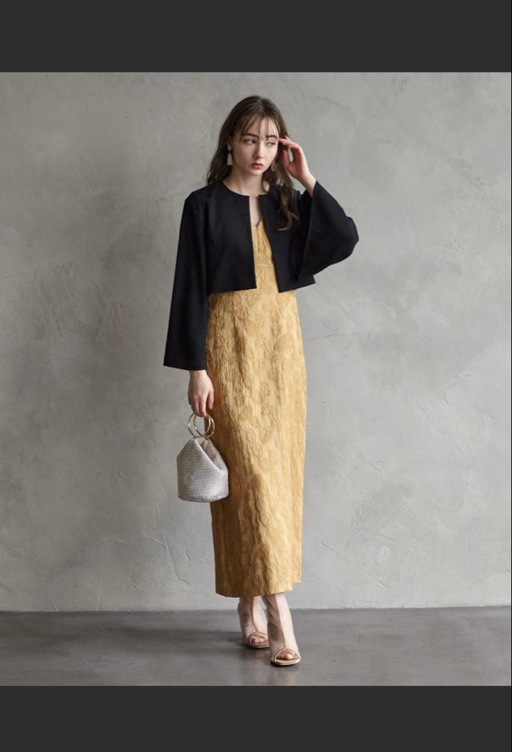 aimer チュールブラウス付きジャカードIラインパーティードレス