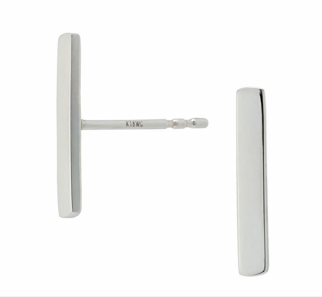 バー ピアス スタッドピアス ホワイトゴールド 18K 保証付き