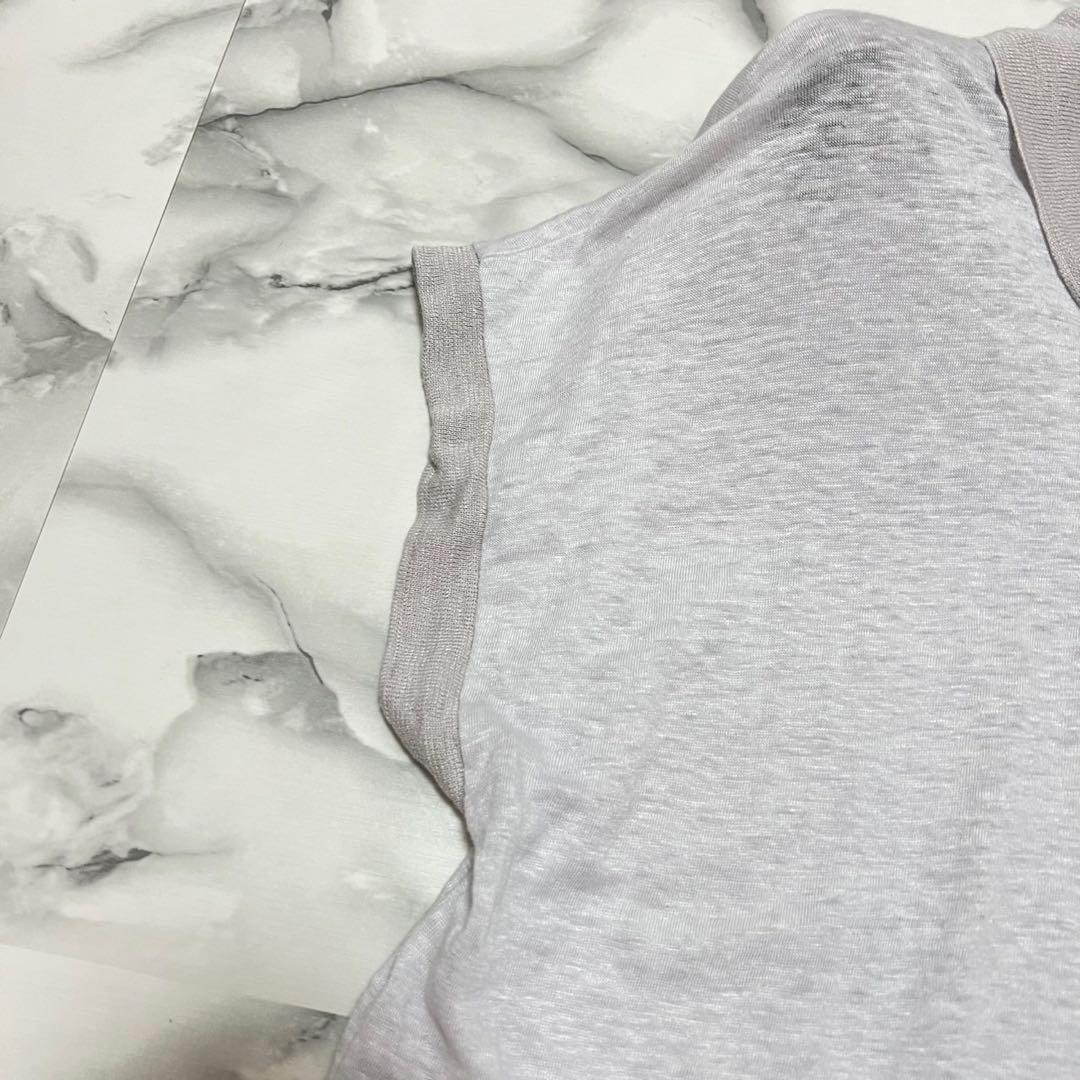 【美品】マーガレットハウエル　2023ss リネン100% ポロシャツ　グレー