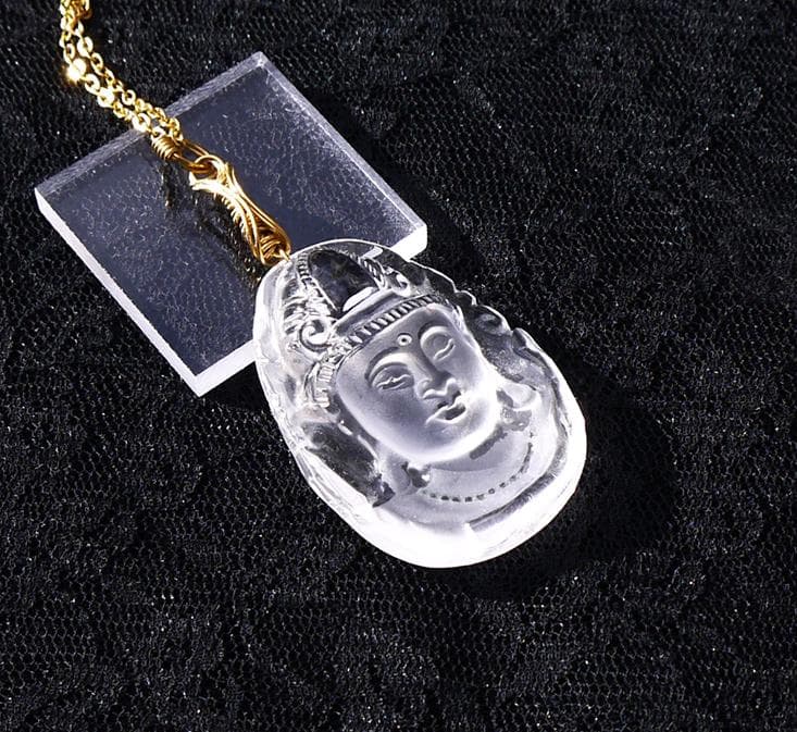 水晶観音菩薩一流彫刻ペンダント◇