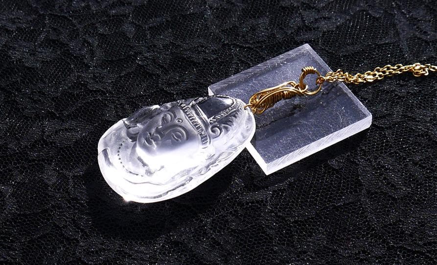 水晶観音菩薩一流彫刻ペンダント◇