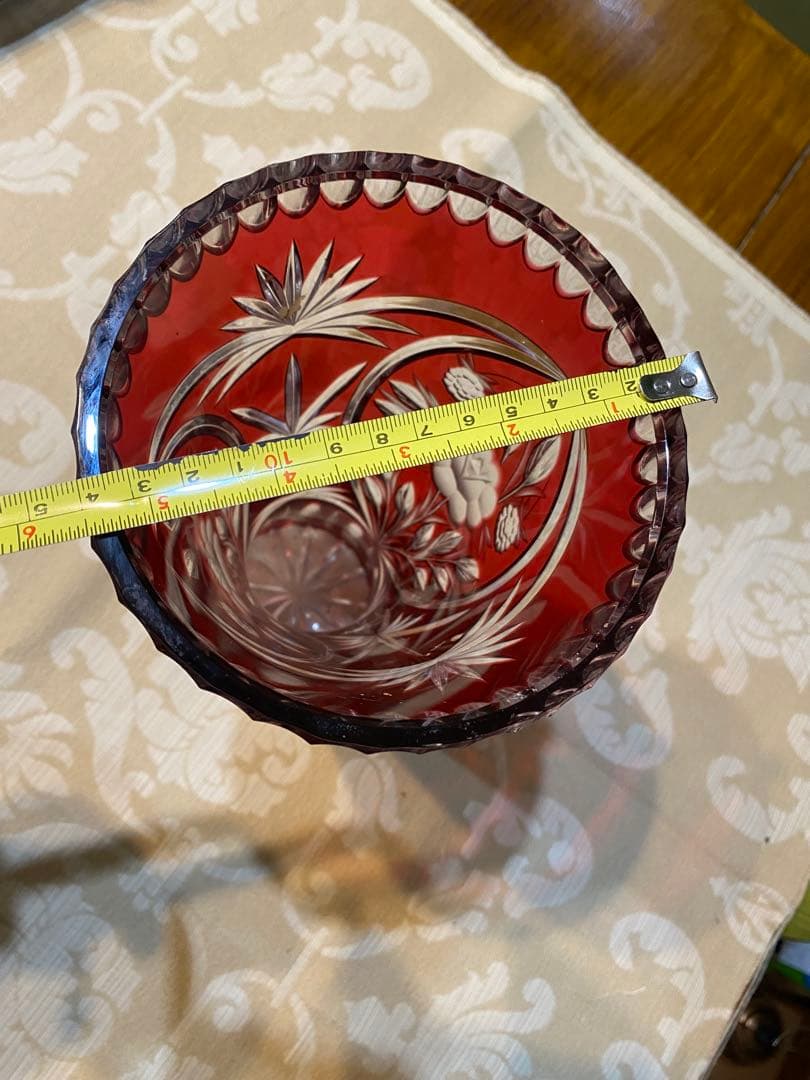 Dresden Kristall 赤色 花瓶 約30cm